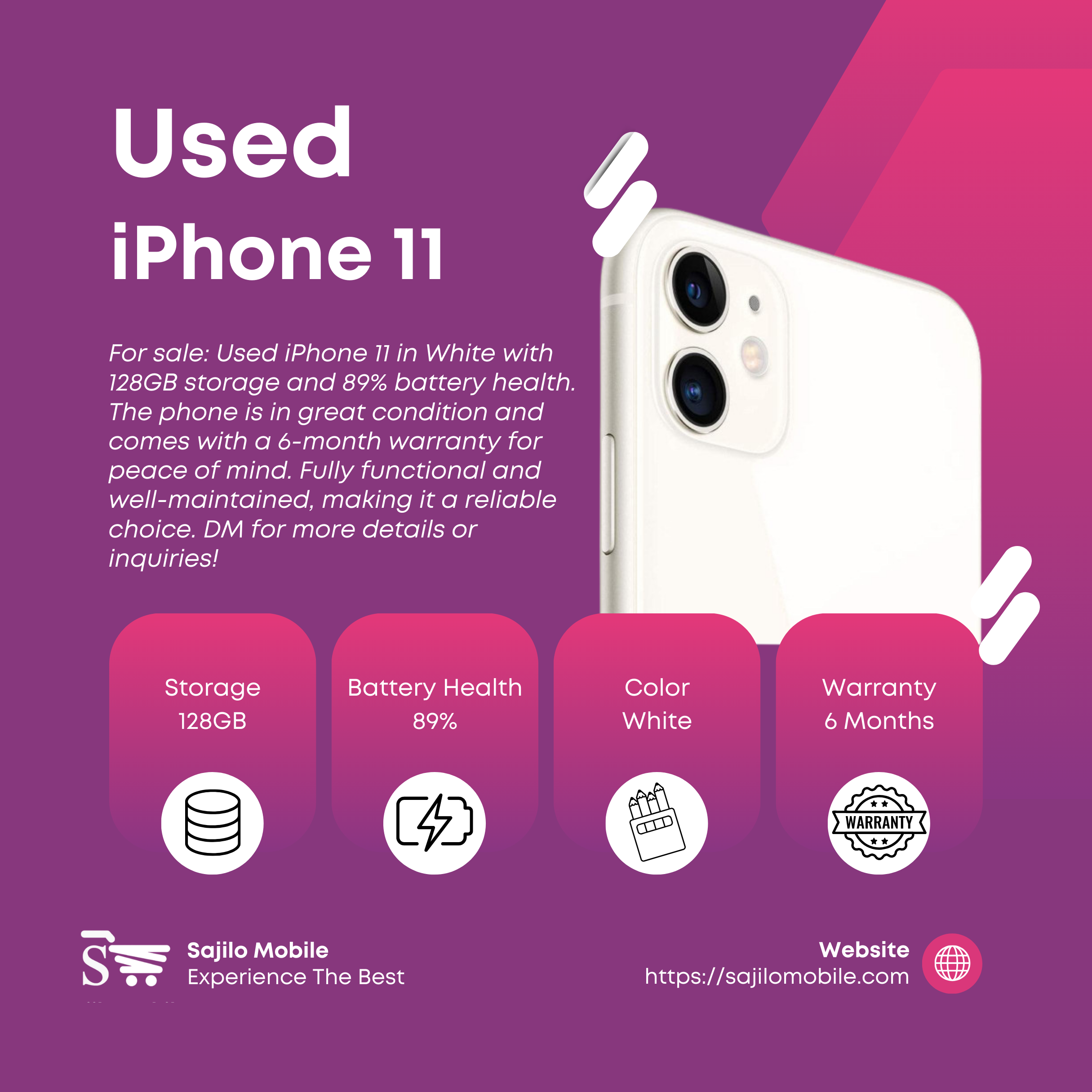  Used iPhone 11- White